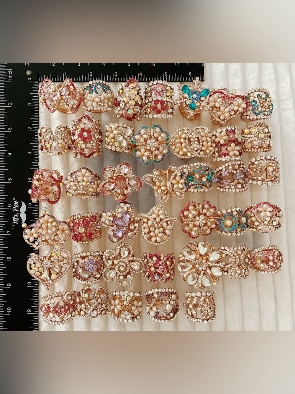 40 Pc Rhinestone Pearl Flower Butterfly Heart Brooch Pin Lot Statement Jewelry